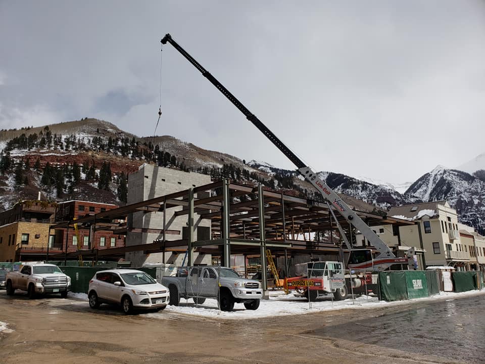 Mobile crane working in Telluride, CO